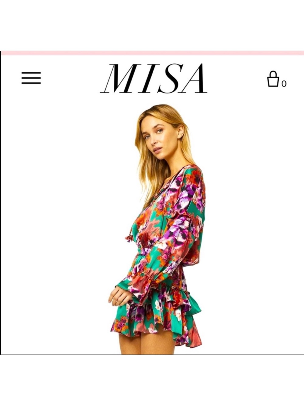 Misa Amalya floral ruffle mini dress tiered ruffle hem smocked waist LIKE NEW XS - Picture 5 of 12